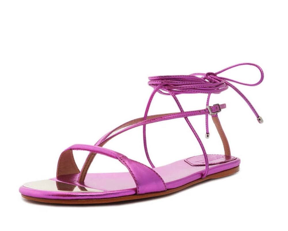 Schutz Vikki Metallic Purple Lace Up Gladiator Sandals size 8